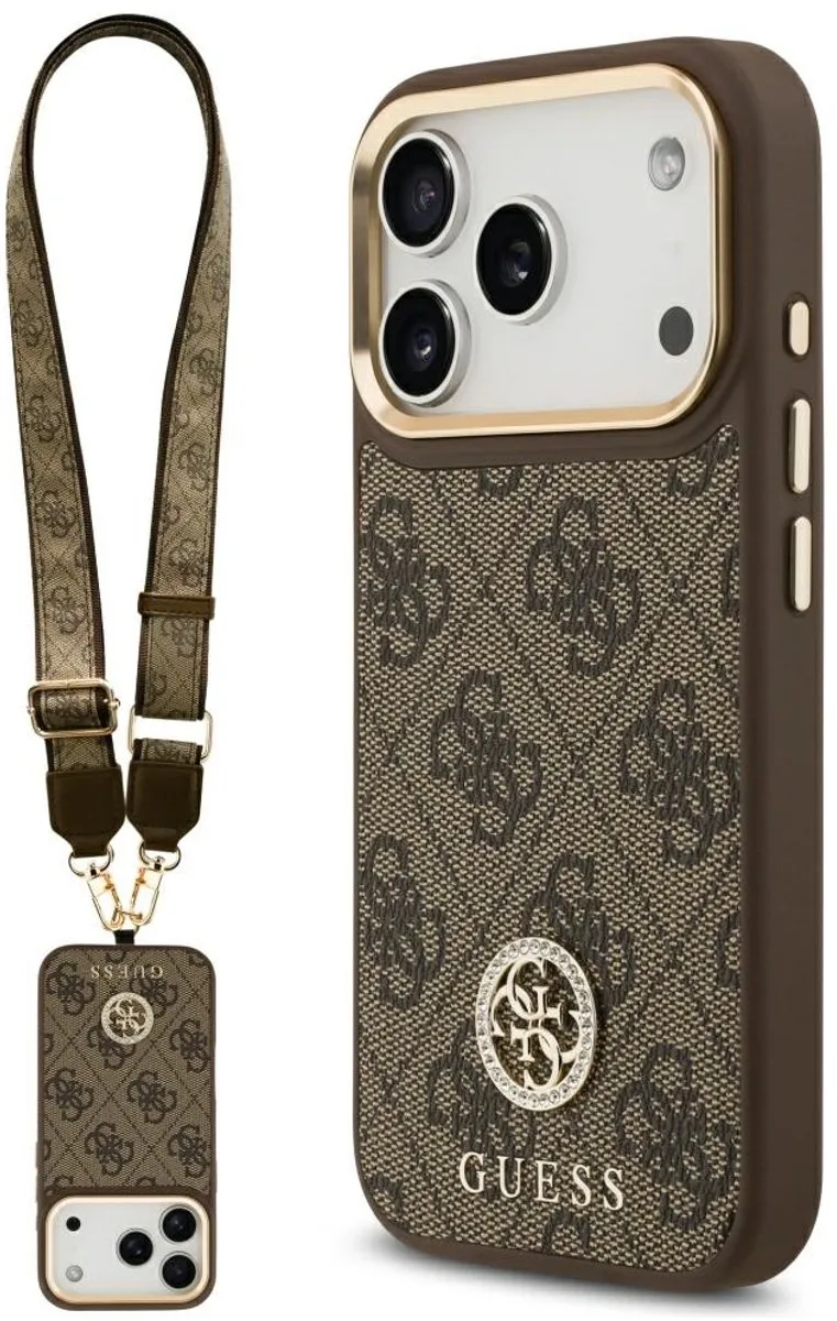 Case 4G Strass Logo Grote Band Voor Iphone 17 Pro Met Magsafe von Guess in Schwarz – Produktfoto