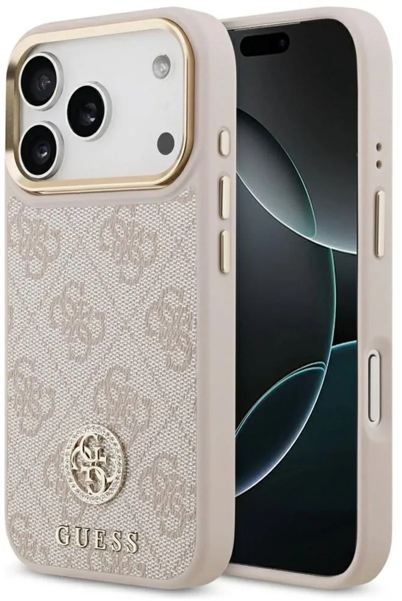 Case 4G Strass Logo Voor Iphone 17 Pro Magsafe Met Luxe de Guess en Noir – photo produit