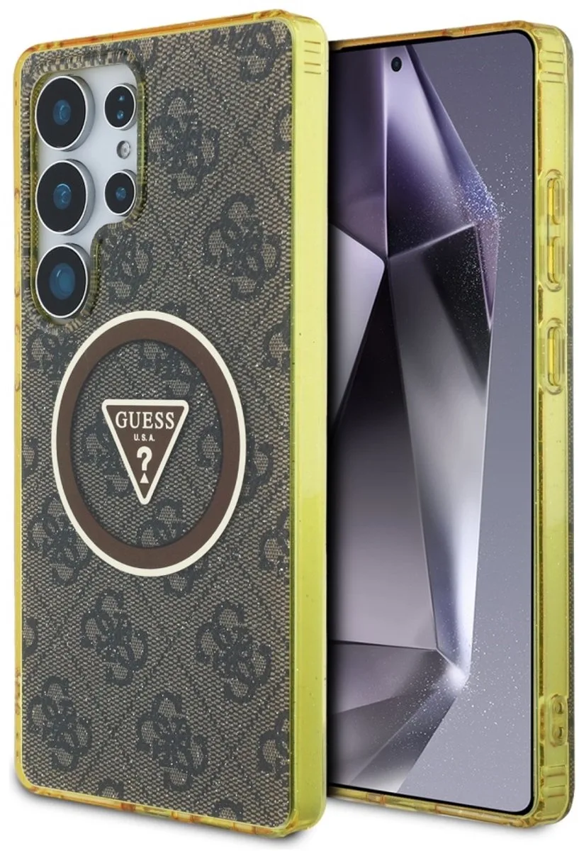Case Glitter Triangle Knoppen Voor Samsung Galaxy S25 Ultra Z Tot fra Guess i Gennemsigtig – produktbillede