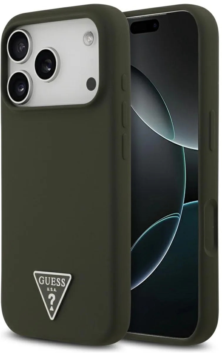 Case Siliconen Driehoek Logo Magsafe Voor Iphone 17 Pro Luxueus Design von Guess in Schwarz – Produktfoto