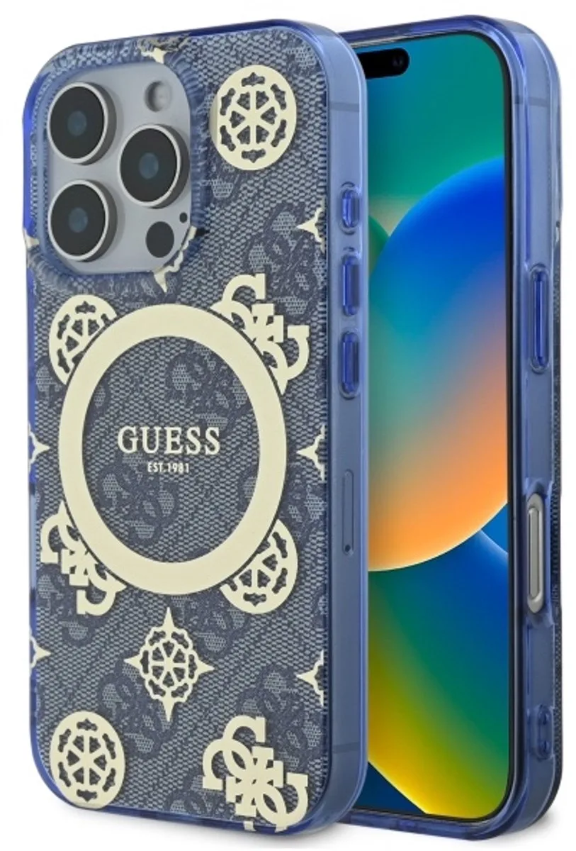 Case Voor Iphone 16 Pro Max 6.9 Hardcase Van Peonia Voor Magsafe 4G fra Guess i Blå – produktbillede