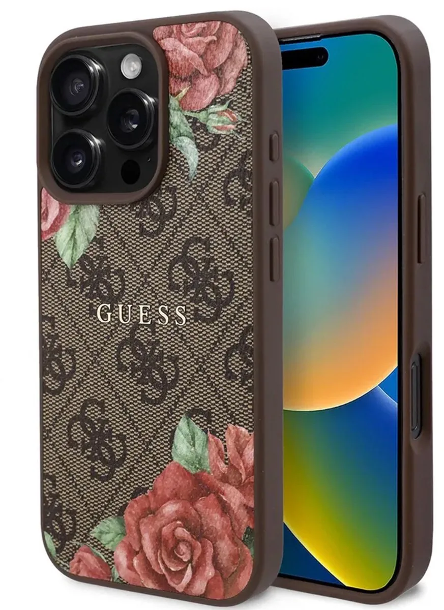 Case Voor Iphone 16 Pro Max 6.9 Hardcase Voor Magsafe Blooming Patterns by Guess in Transparent – product photo