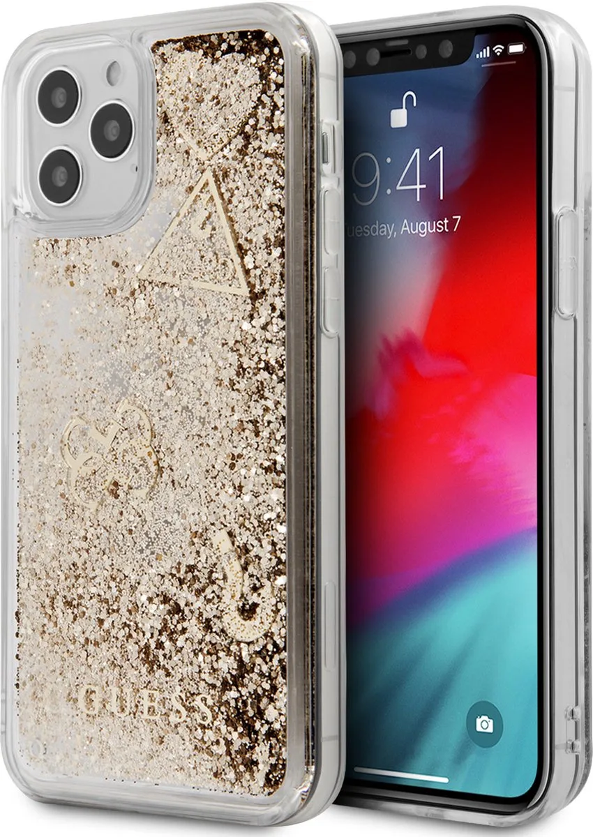 Charms Liquid Glitter Case geschikt voor iPhone 12 Pro Max (6.7") von Guess in Gold – Produktfoto