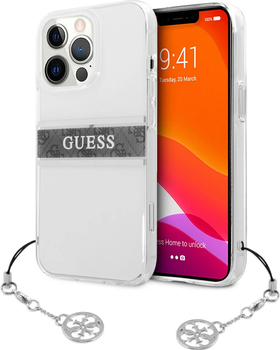 Charms Transparant Backcase Geschikt Voor iPhone 13 Pro hoesje von Guess in Grau – Produktfoto