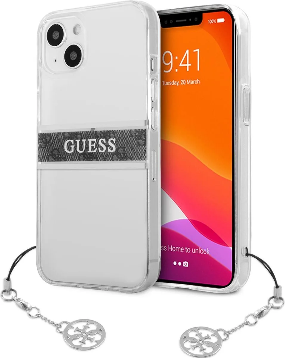 Charms Transparant Backcase iPhone 13 Mini hoesje von Guess in Grau – Produktfoto
