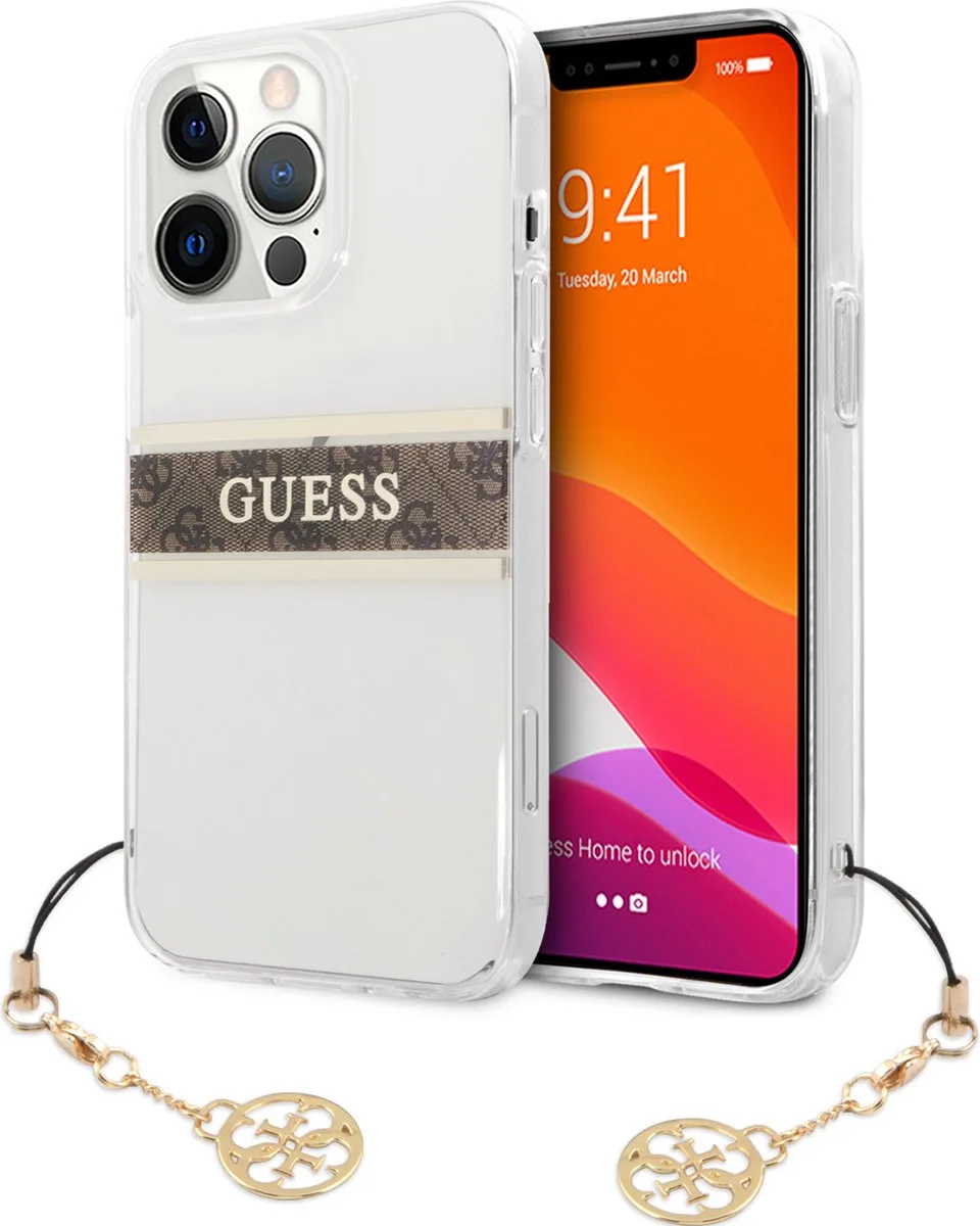 Charms Transparant Backcase iPhone 13 Pro hoesje von Guess in Braun – Produktfoto