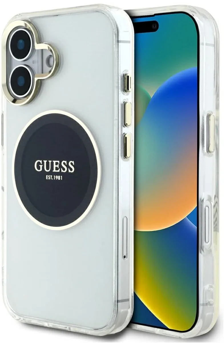 Classic Logo - iPhone 16 Hoesje - MagSafe - IML Metaal von Guess in Schwarz – Produktfoto