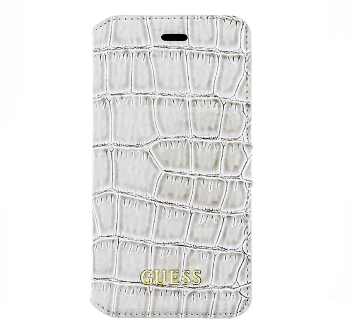 Croco Wallet Book Case - Geschikt voor Apple iPhone 6/6S (4.7") van Guess in Beige – productfoto
