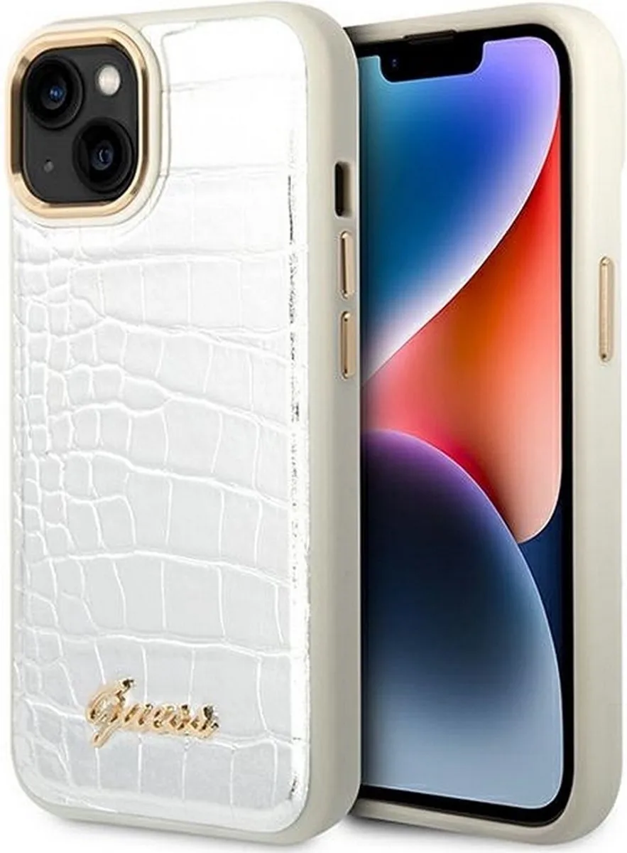 Crocodile Back Case geschikt voor Apple iPhone 14 Plus (6.7") von Guess in Silber – Produktfoto