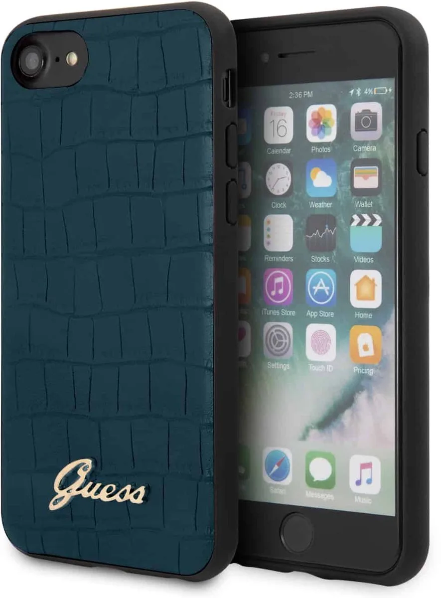 Crocodile Back Case - Geschikt voor Apple iPhone 7/8/SE (2020) de Guess en Bleu – photo produit