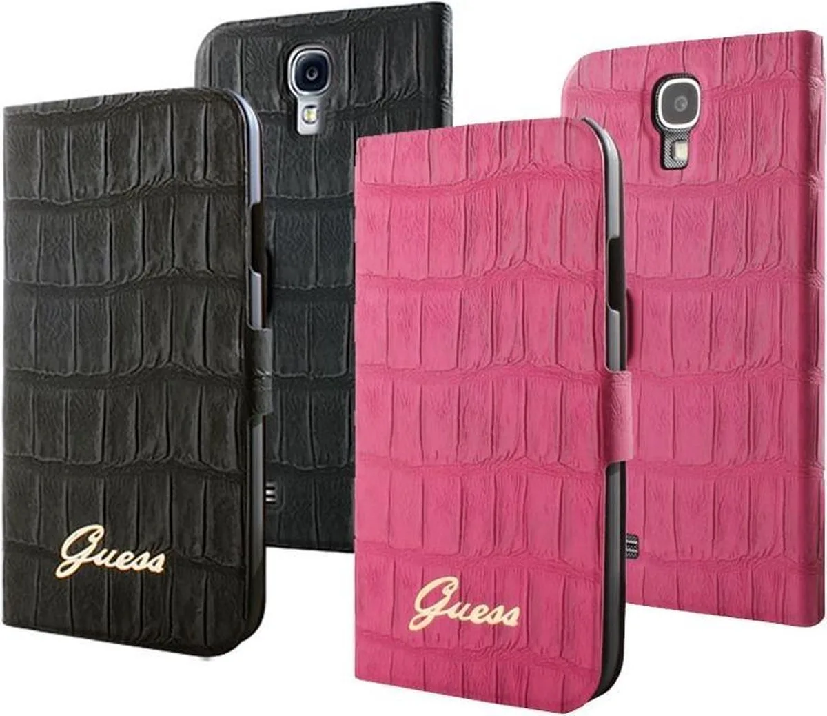 Crocodile Samsung Galaxy S4 Ultra Slim Folio Case Matte fra Guess i Lyserød – produktbillede