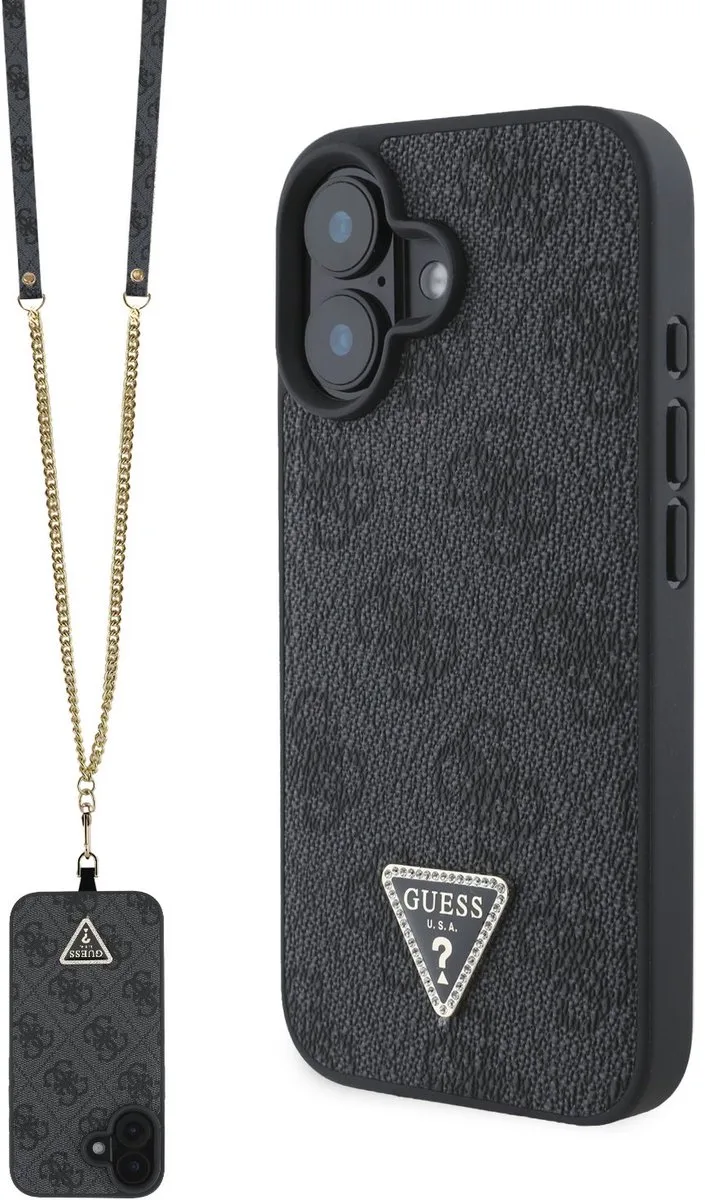 Crossbody Strap geschikt voor iPhone 16 hoesje van Guess in Grijs – productfoto