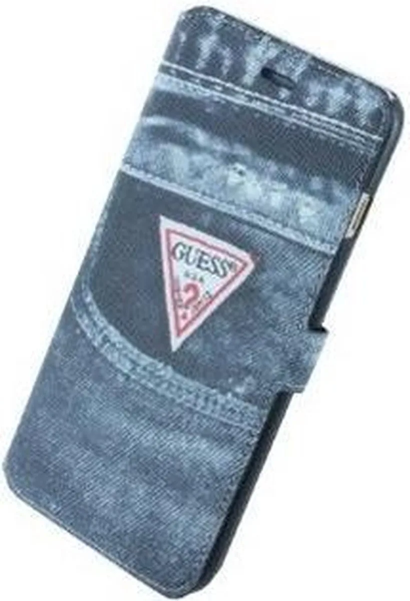 Denim Jeans Folio hoes Blauw Bookcase voor: iPhone 6s PLUS von Guess in Braun – Produktfoto