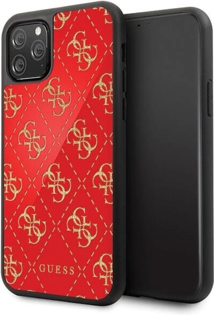 Double Layer Glitter Backcase Hoesje iPhone 11 Pro von Guess in Rot – Produktfoto