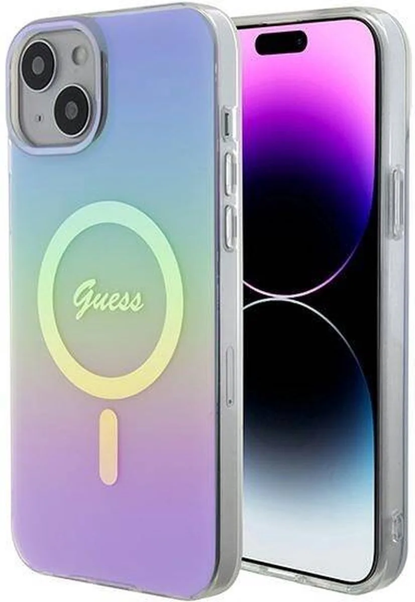Faceted Mirror Back Case (MagSafe Compatible) - Geschikt voor Apple iPhone 15 (6.1") von Guess in Lila – Produktfoto