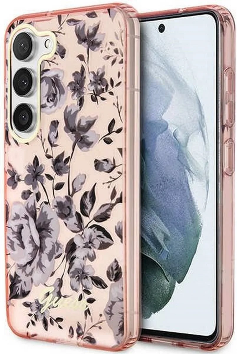 Flower Back Case geschikt voor Samsung Galaxy S23 Plus (S916) van Guess in Roze – productfoto