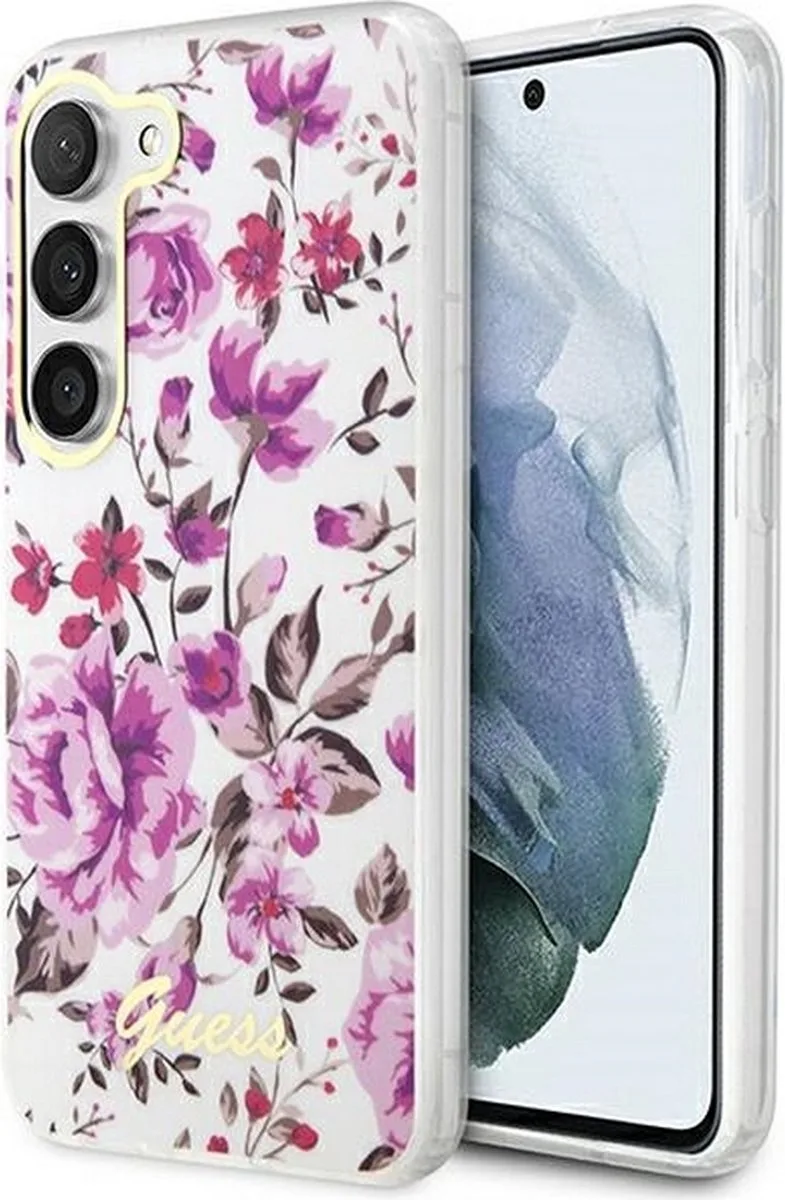Flower Back Case geschikt voor Samsung Galaxy S23 Plus (S916) van Guess in Wit – productfoto