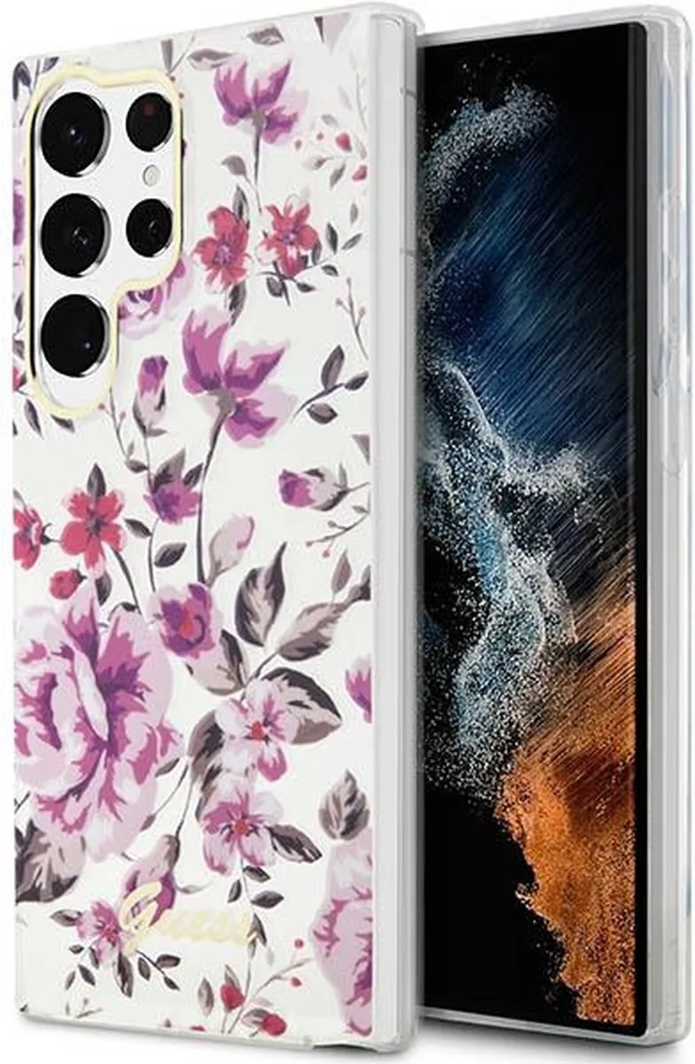 Flower Back Case - Geschikt voor Samsung Galaxy S23 Ultra (S918) by Guess in White – product photo