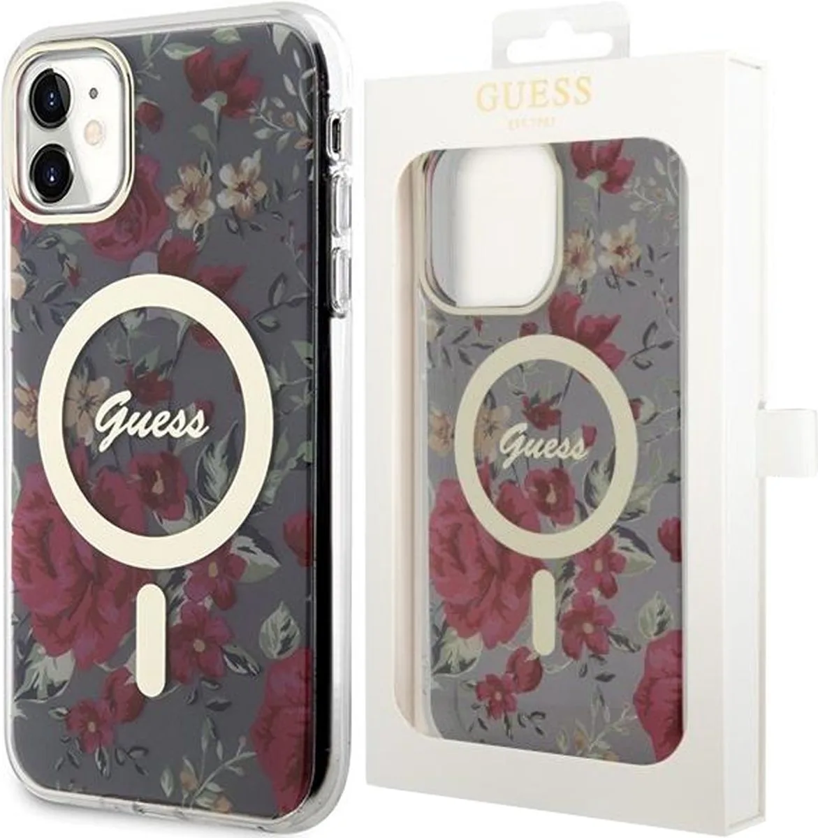 Flower Back Case (MagSafe Compatible) - Apple iPhone 11 (6.1") van Guess in Khaki – productfoto