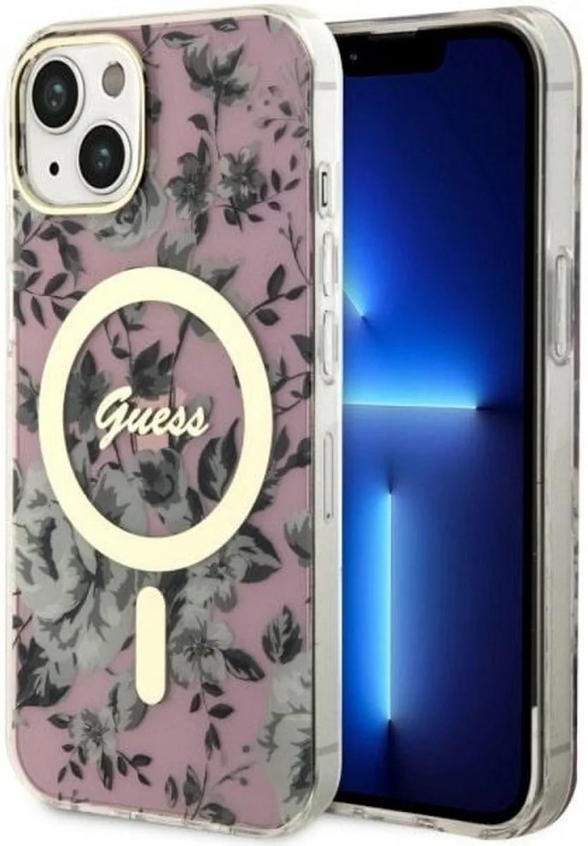 Flower Back Case (MagSafe Compatible) - Geschikt voor Apple iPhone 14 (6.1") van Guess in Roze – productfoto