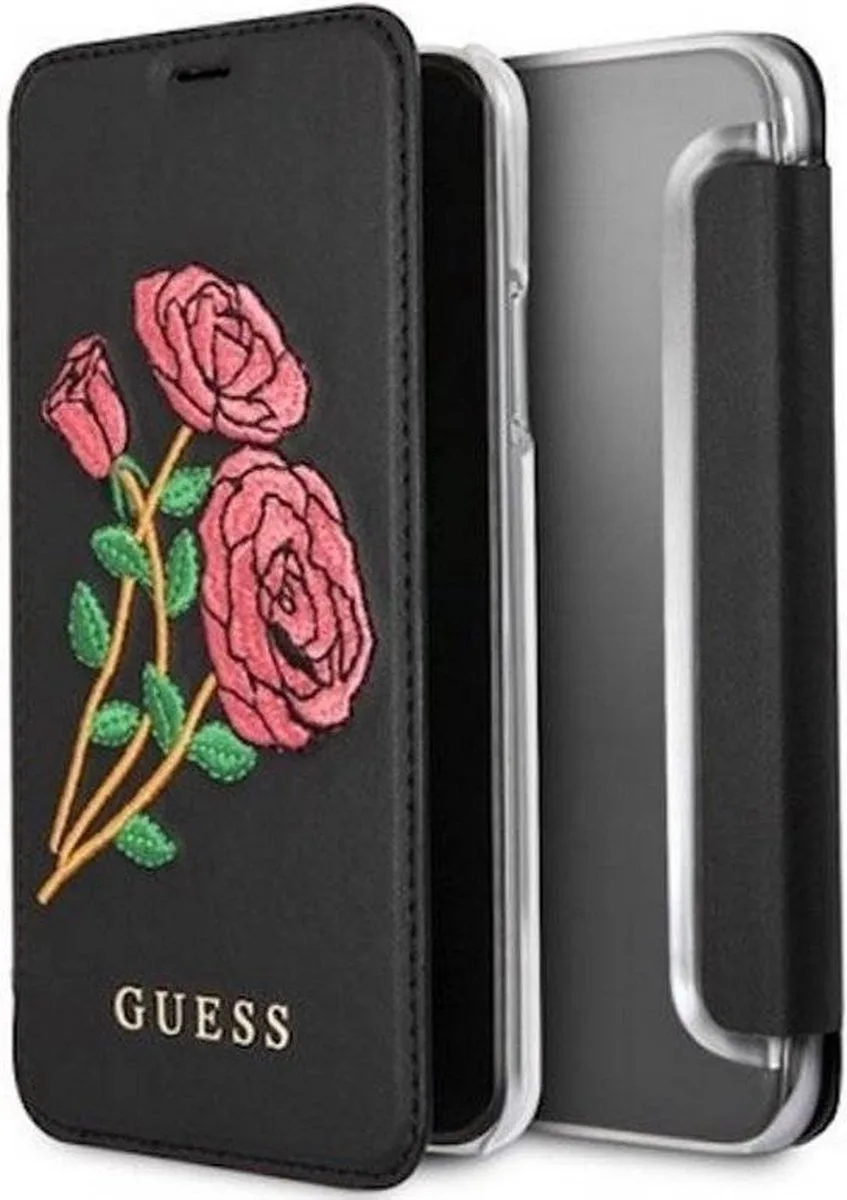 Flower Desire Book Case voor iPhone X (5.8'') van Guess in Zwart – productfoto