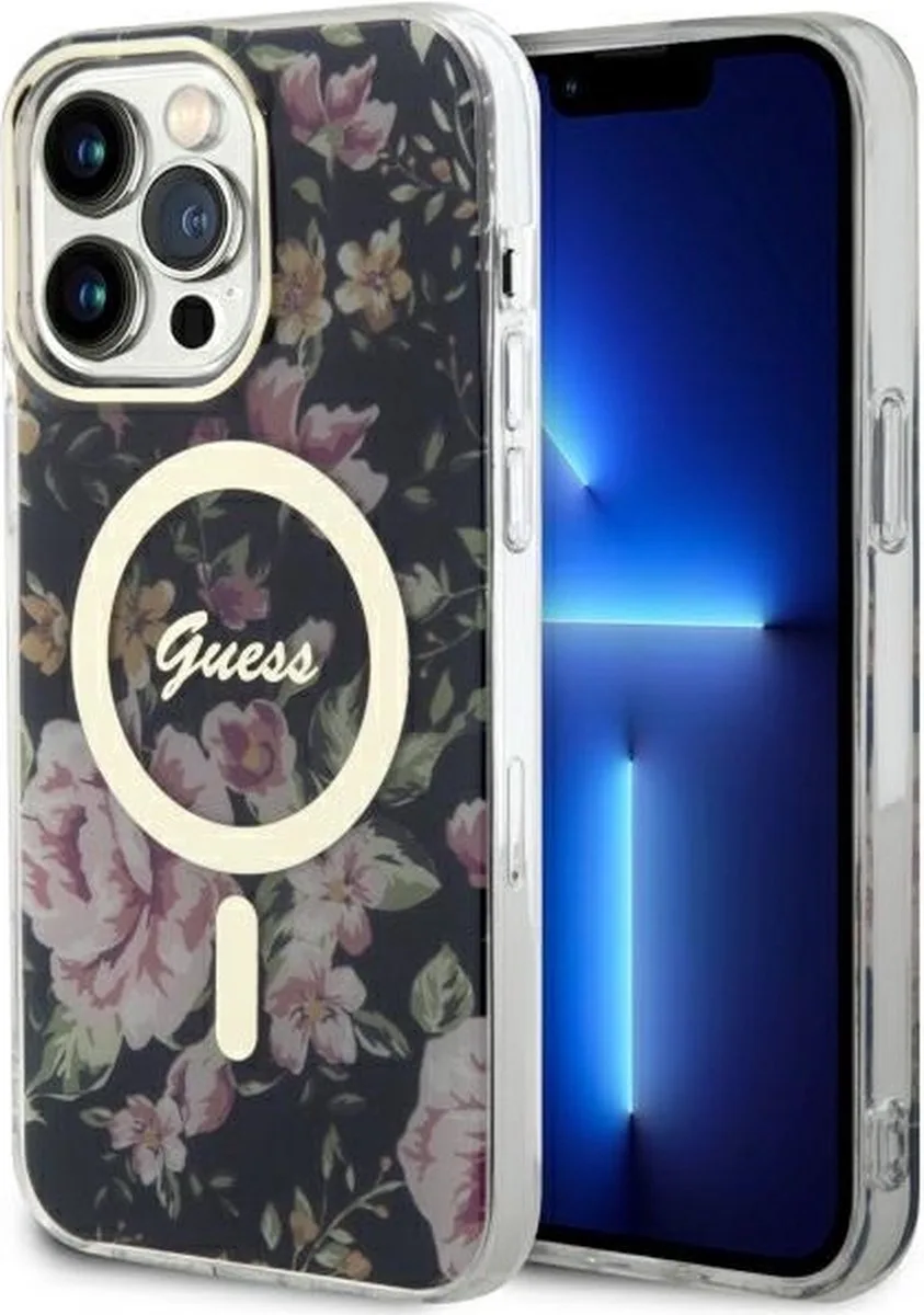 Flower MagSafe Compatible Back Case - Apple iPhone 14 Pro Max (6.7") von Guess in Schwarz – Produktfoto