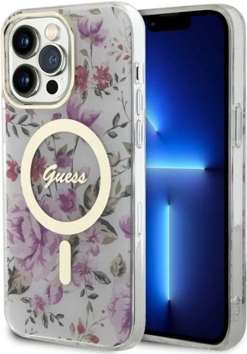 Flower MagSafe Compatible Back Case - Apple iPhone 14 Pro Max (6.7") van Guess in Transparant – productfoto