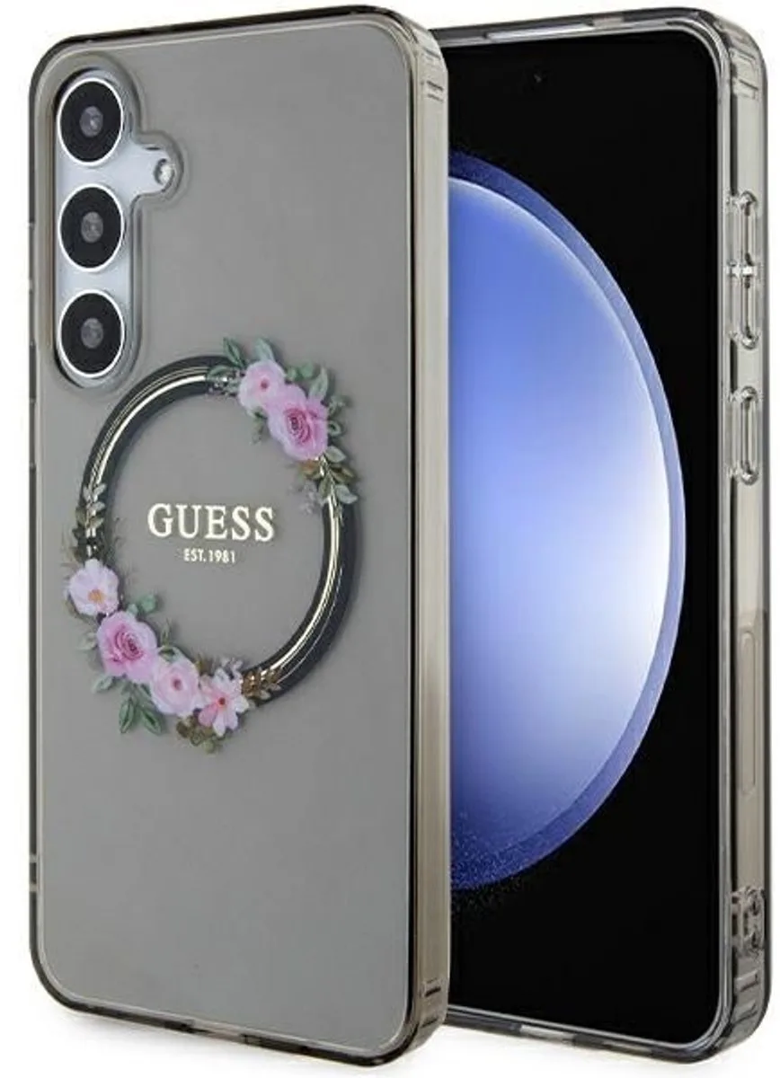 Flowers Wreath Back Case (MagSafe Compatible) - Geschikt voor Samsung Galaxy S24 Plus (S926) von Guess in Schwarz – Produktfoto