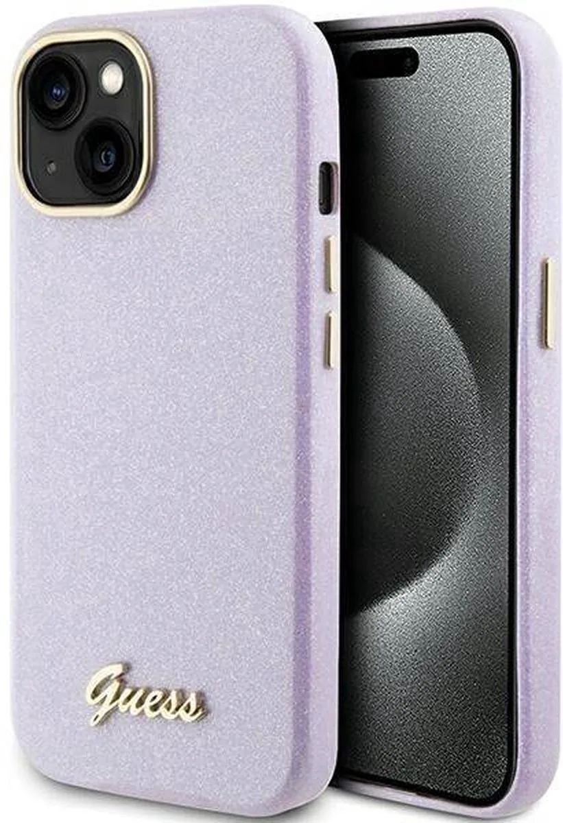 Full Wrapped Glitter Back Case voor Apple iPhone 15 (6.1") von Guess in Lila – Produktfoto