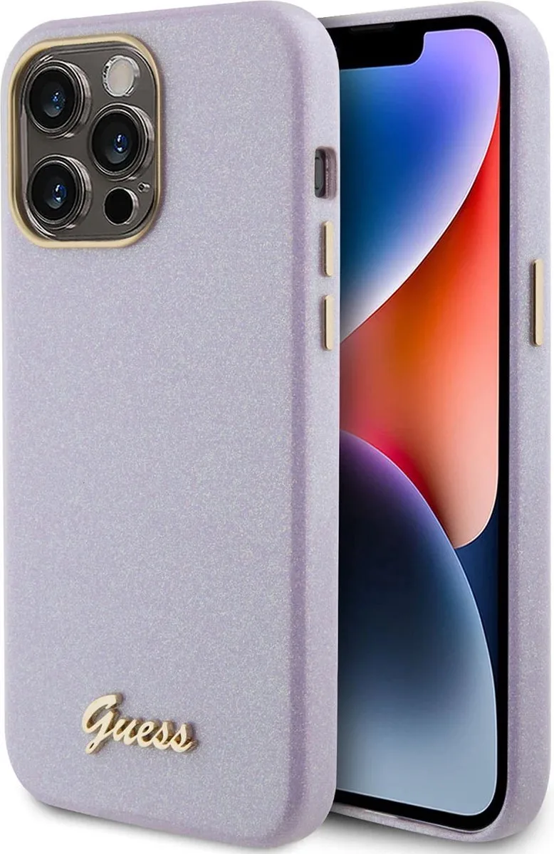 Full Wrapped Glitter Back Case voor Apple iPhone 15 Pro Max (6.7") von Guess in Lila – Produktfoto
