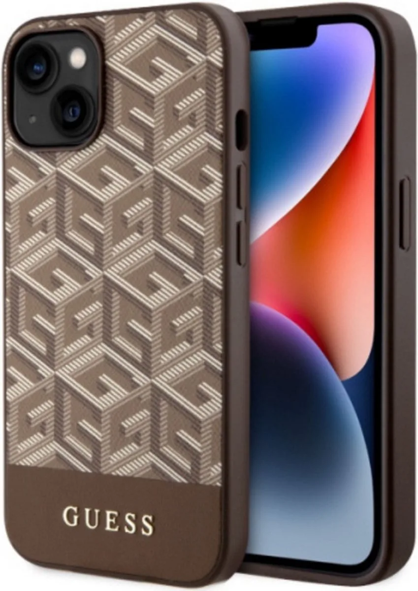 G-Cube Back Case (MagSafe Compatible) - Geschikt voor Apple iPhone 14 Plus (6.7") van Guess in Bruin – productfoto