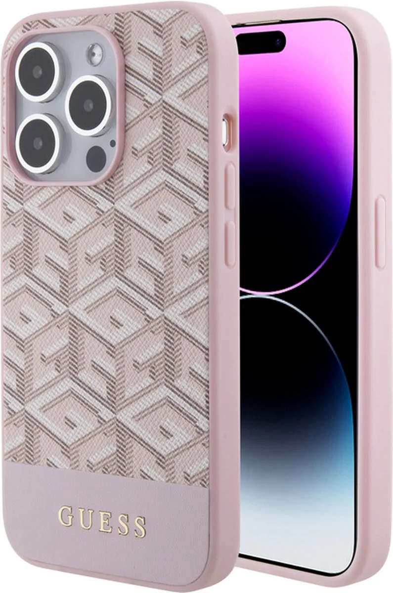 G-Cube Back Case (MagSafe Compatible) - Geschikt voor Apple iPhone 15 Pro (6.1") van Guess in Roze – productfoto