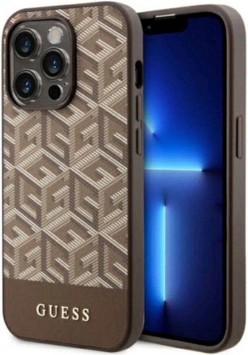 G-Cube Back Case (MagSafe Compatible) - Geschikt voor Apple iPhone 14 Pro Max (6.7") van Guess in Bruin – productfoto