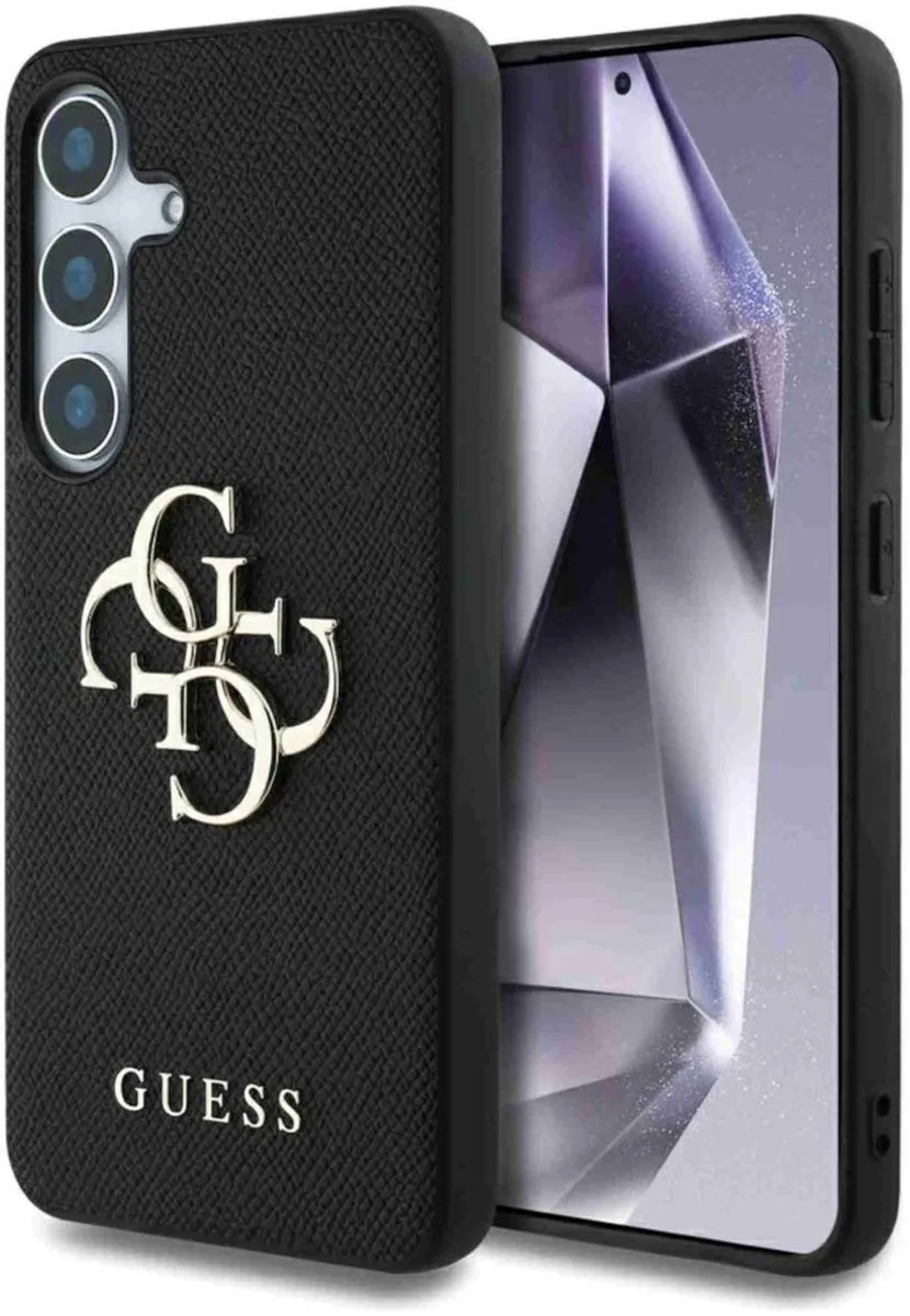 Galaxy S24 / S25 Plus Back cover case - Grained - Big 4G Logo von Guess in Schwarz – Produktfoto