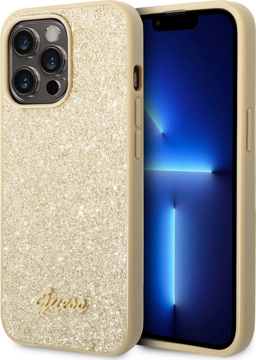 geschikt voor Apple iPhone 14 Pro Max Gouden Back Cover Telefoonhoesje met Polycarbonaat & TPU Bescherming van Guess in Goud – productfoto