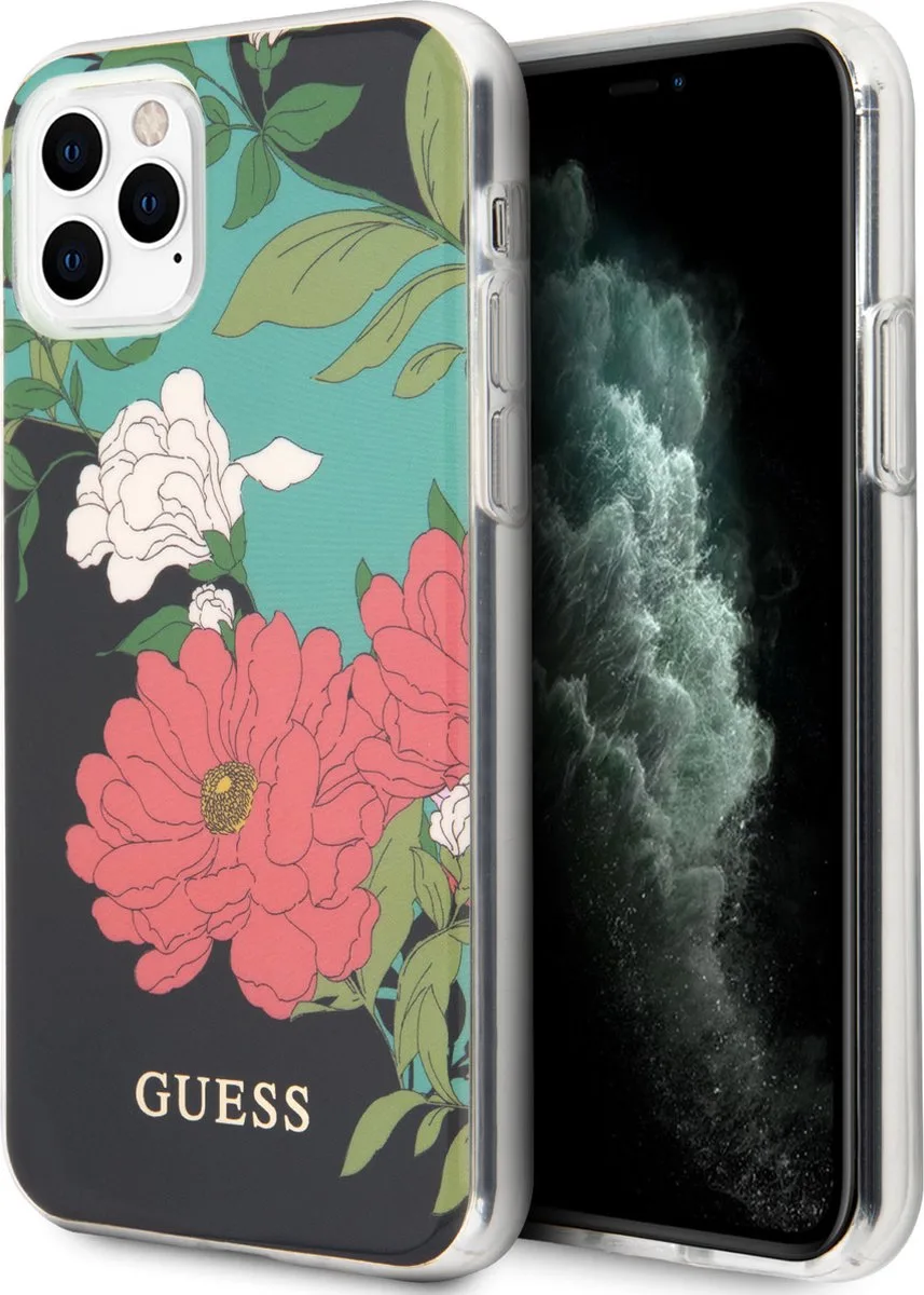 Geschikt voor iPhone 11 Pro - backcover hoes - Floral No. 1 de Guess en Noir – photo produit