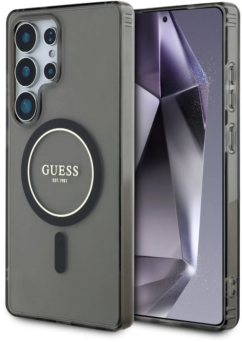 geschikt voor MagSafe IML Glitter Gradient Case geschikt voor Samsung Galaxy S25 Ultra van Guess in Zwart – productfoto