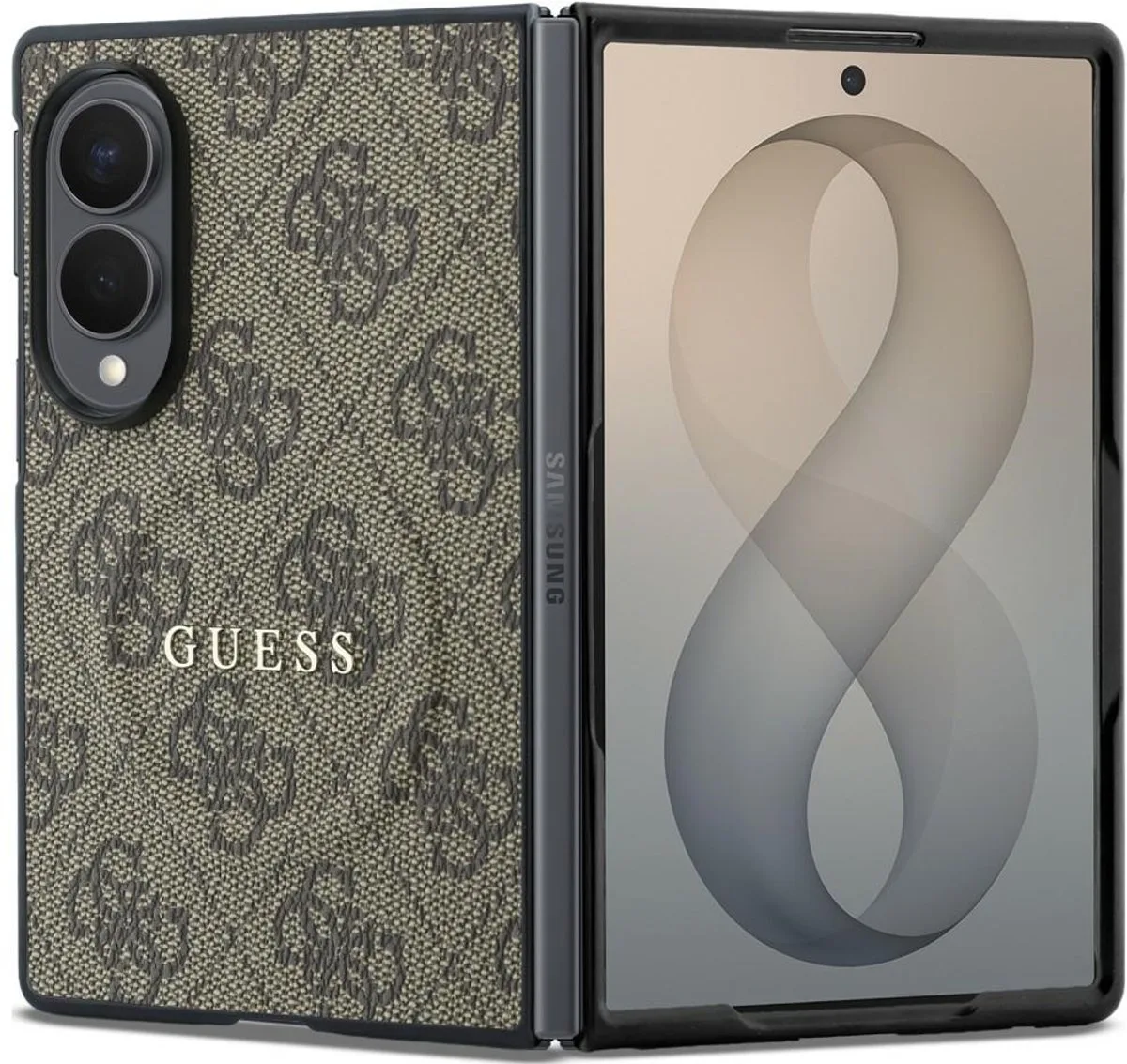 geschikt voor Samsung Galaxy Z Fold8 hoesje - Kunstleer de Guess en Marron – photo produit