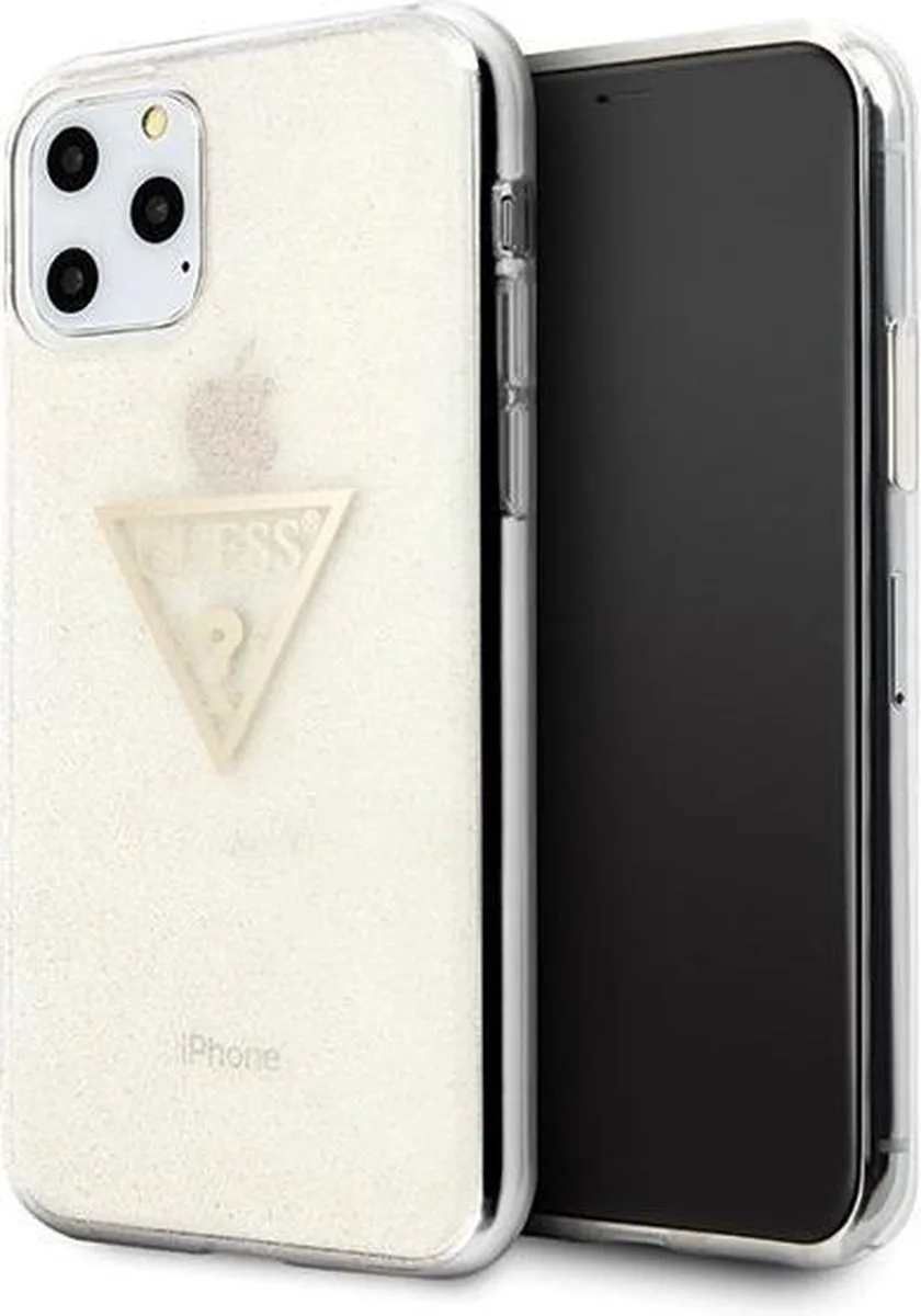 Glitter Backcase Hoesje iPhone 11 Pro van Guess in Goud – productfoto