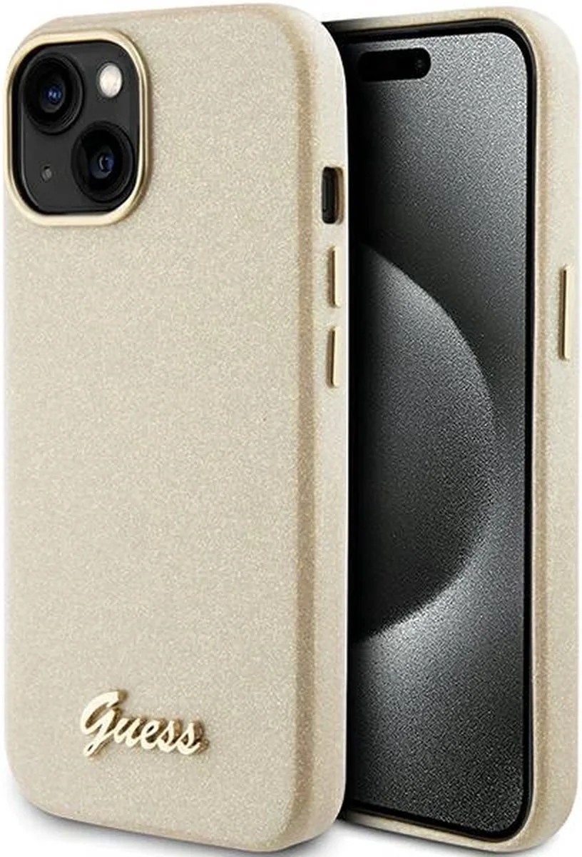 Glitter Glossy Back Case - Geschikt voor Apple iPhone 15 (6.1") von Guess in Gold – Produktfoto