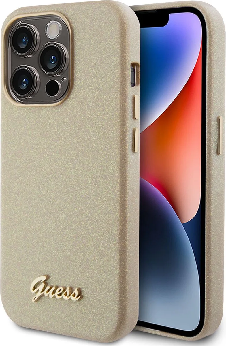 Glitter Glossy Back Case - Geschikt voor Apple iPhone 15 Pro (6.1") von Guess in Gold – Produktfoto