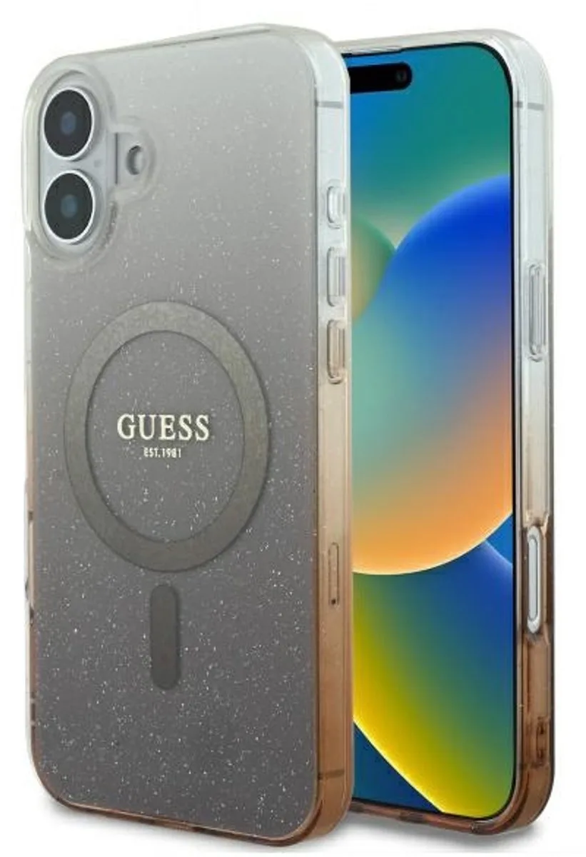 Glitter Gradient Serie - Hoesje voor mobiele telefoon - MagSafe Compatibel - IML Glitter van Guess in Brons – productfoto