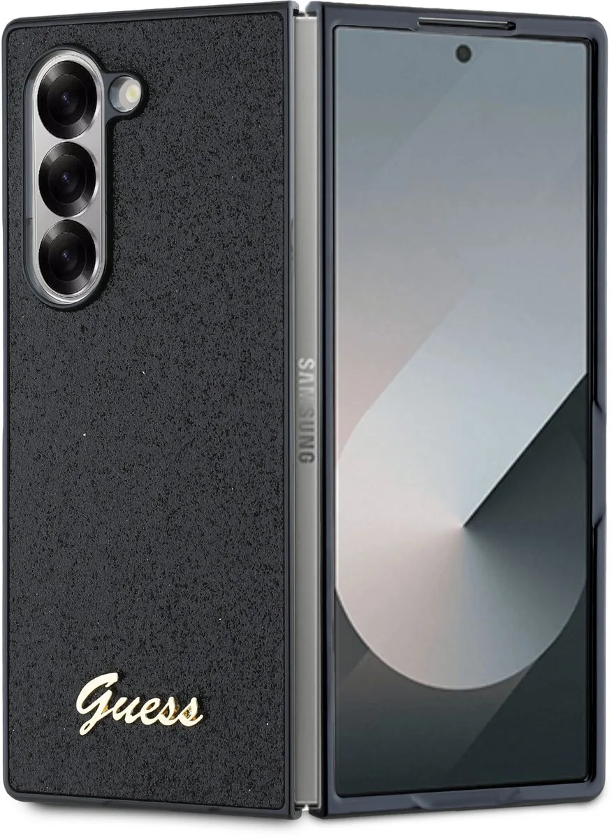 Glitter Script Hoesje Geschikt voor Samsung Galaxy Z Fold 6 - Back Cover de Guess en Noir – photo produit