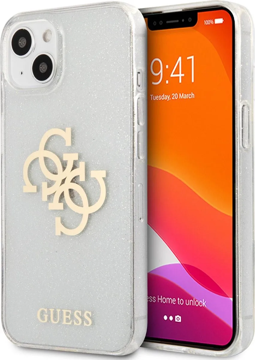 Glitters Backcase iPhone 13 hoesje de Guess en Transparent – photo produit