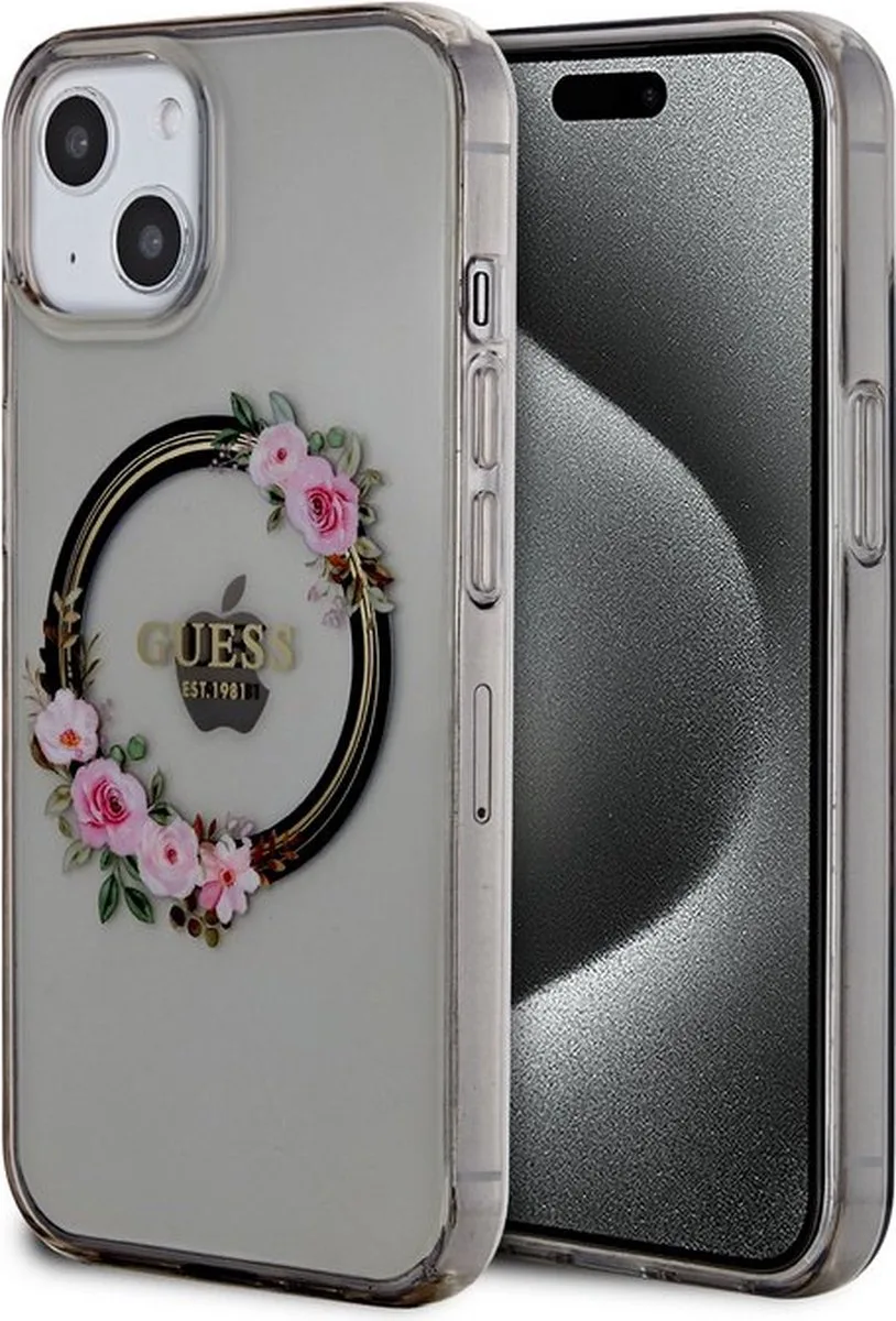Glossy Ring Back Case (MagSafe Compatible) - Apple iPhone 13 (6.1") van Guess in Zwart – productfoto