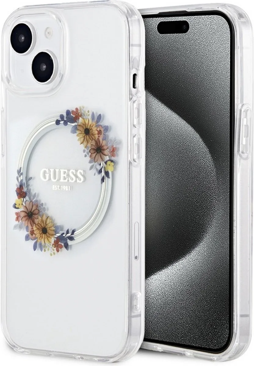 Glossy Ring Back Case (MagSafe Compatible) - Apple iPhone 15 Plus (6.7") van Guess in Transparant – productfoto