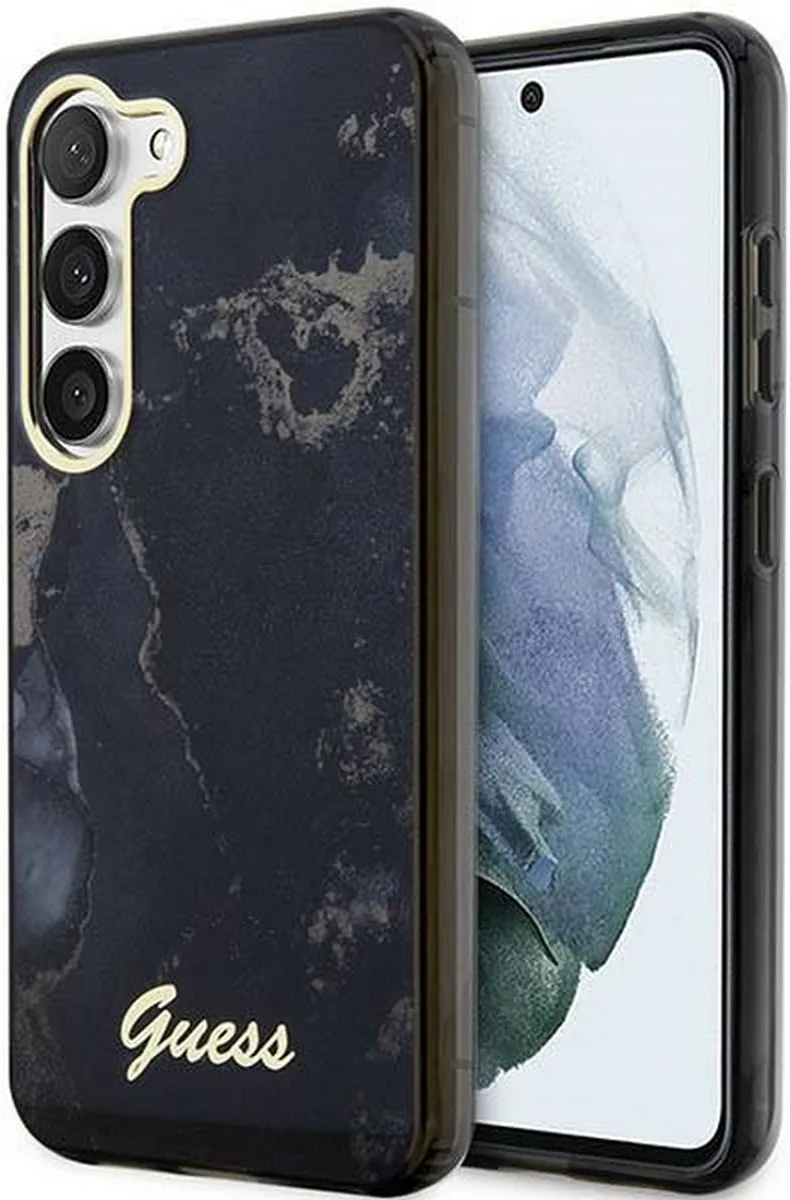 Golden Marble Back Case - Geschikt voor Samsung Galaxy S23 (S911) van Guess in Zwart – productfoto