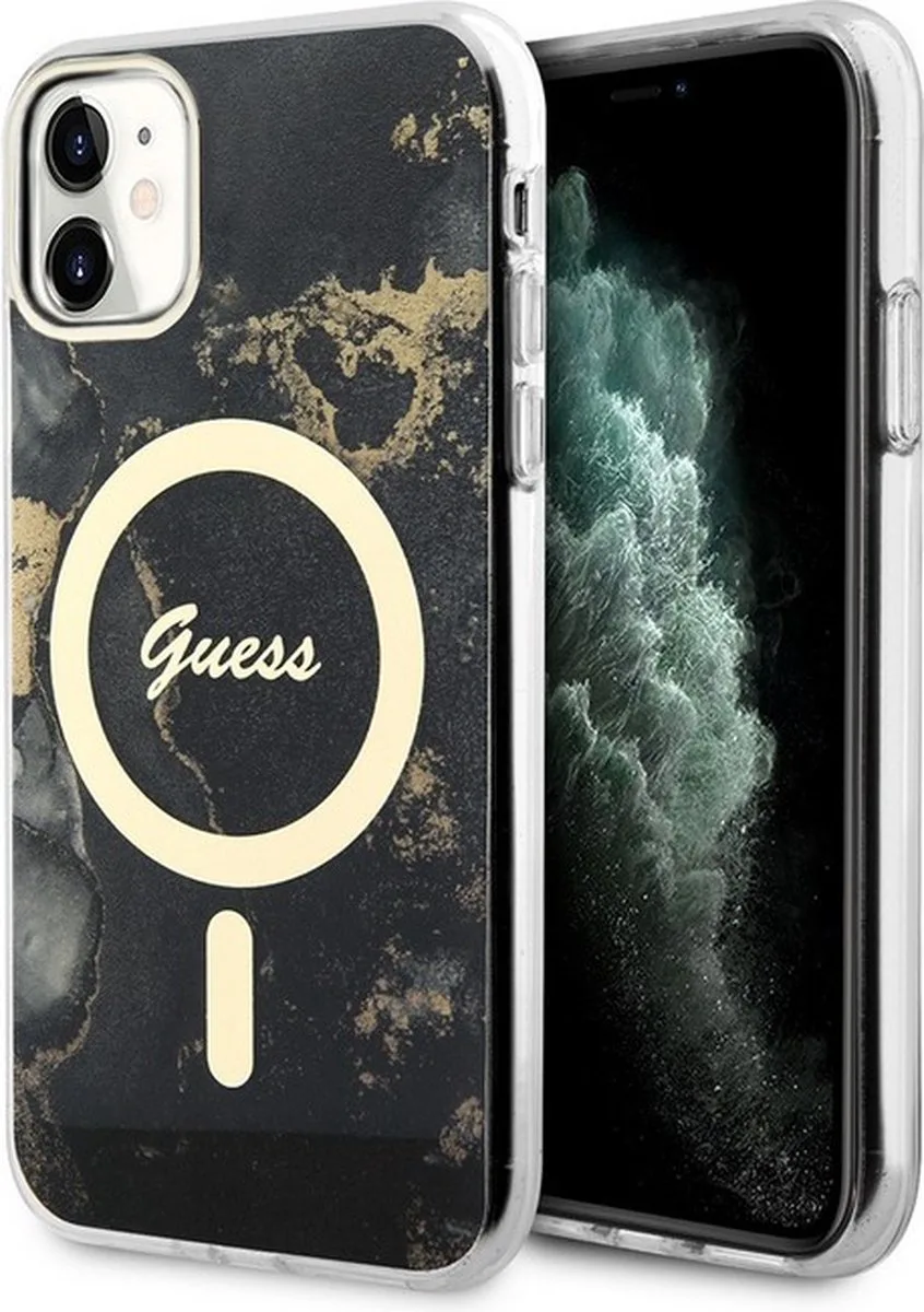 Golden Marble Back Case (MagSafe Compatible) - Apple iPhone 11 (6.1") van Guess in Zwart – productfoto