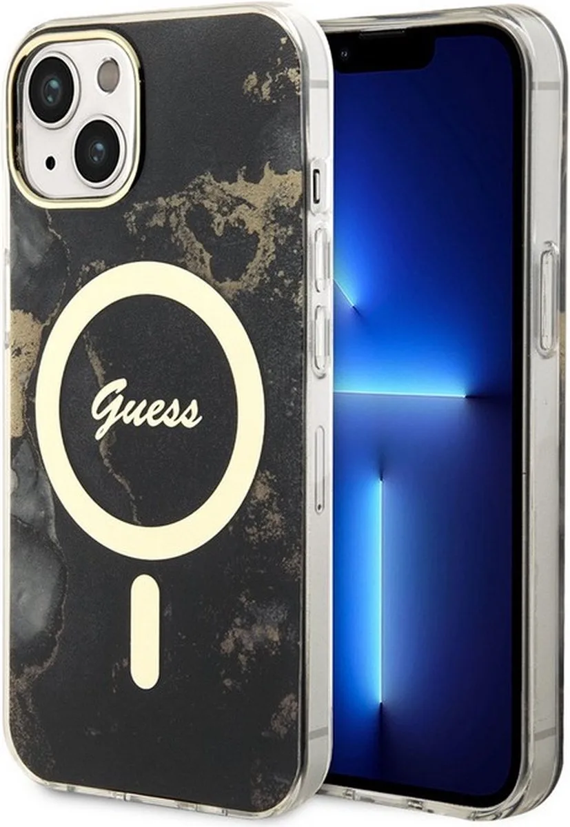 Golden Marble Back Case (MagSafe Compatible) - Apple iPhone 13 (6.1") de Guess en Noir – photo produit