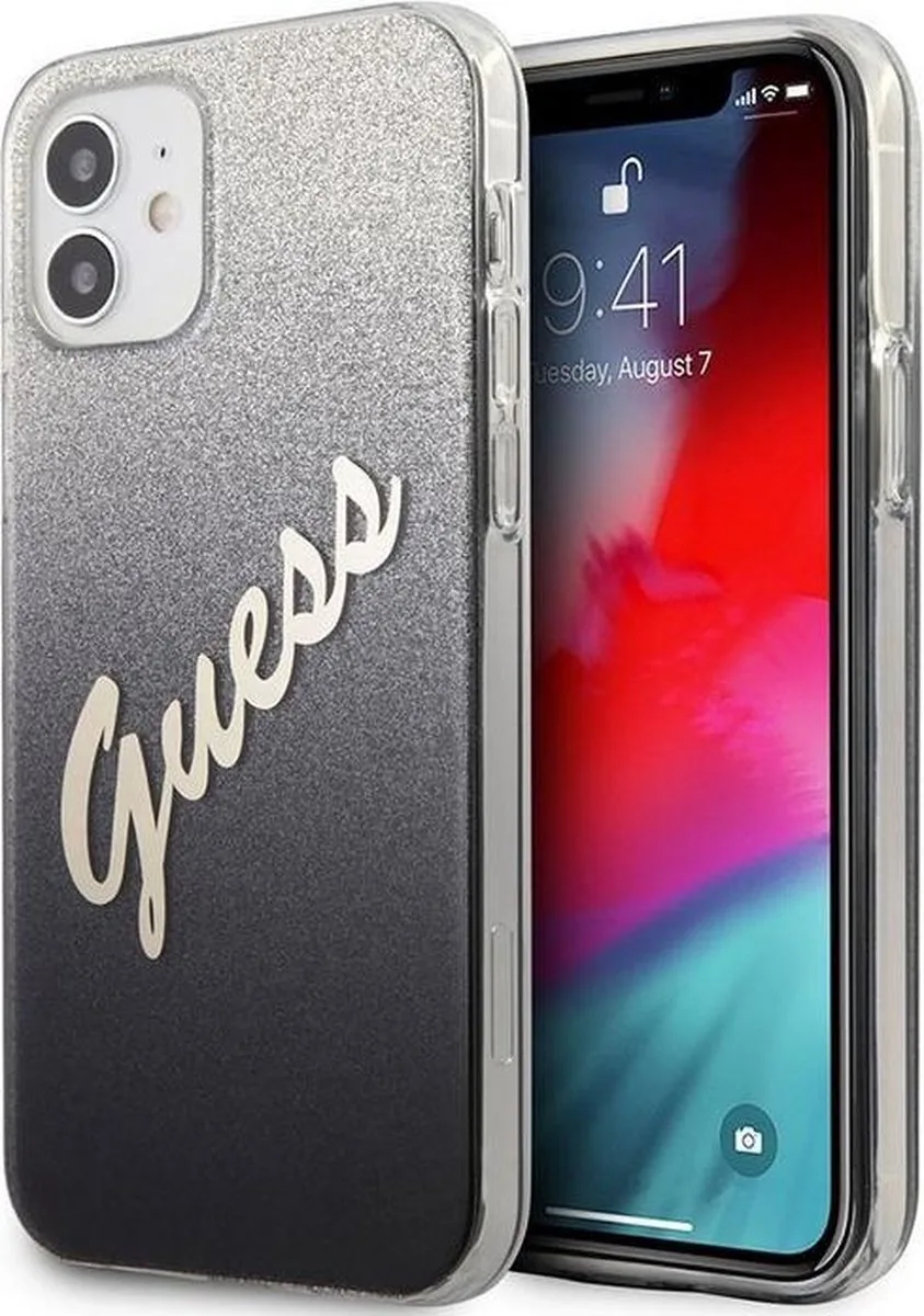 Gradient Vintage Glitter Case - Apple iPhone 12 Mini (5.4") van Guess in Zwart – productfoto